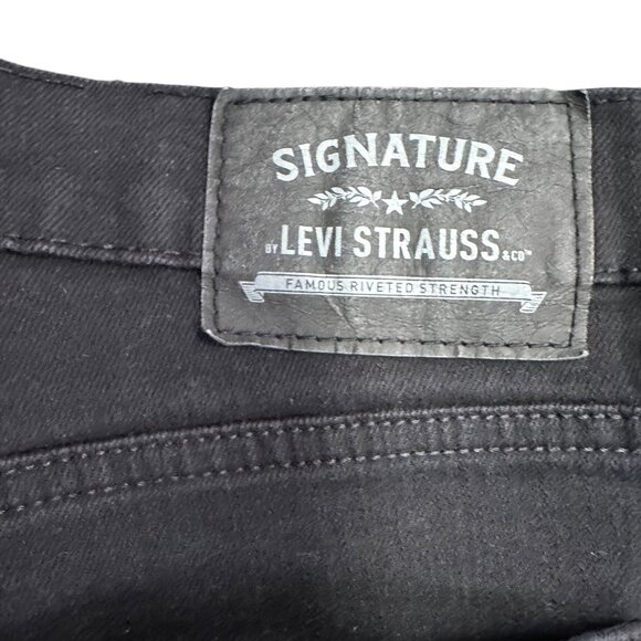 Signature by Levi Strauss Mens 36x30 Black Skinny Jeans Stretch Denim Skater - Picture 10 of 16